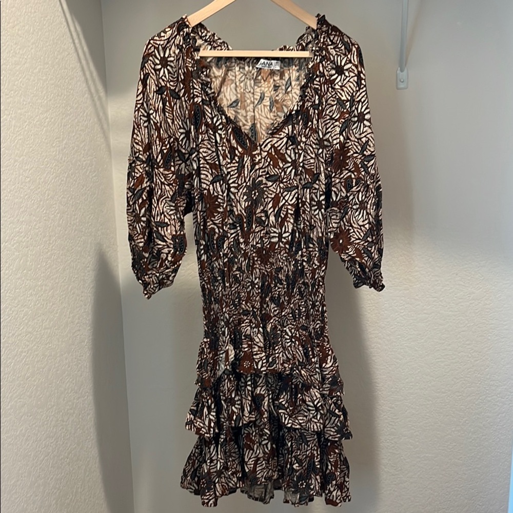 Chic Brown and White Mini Dress